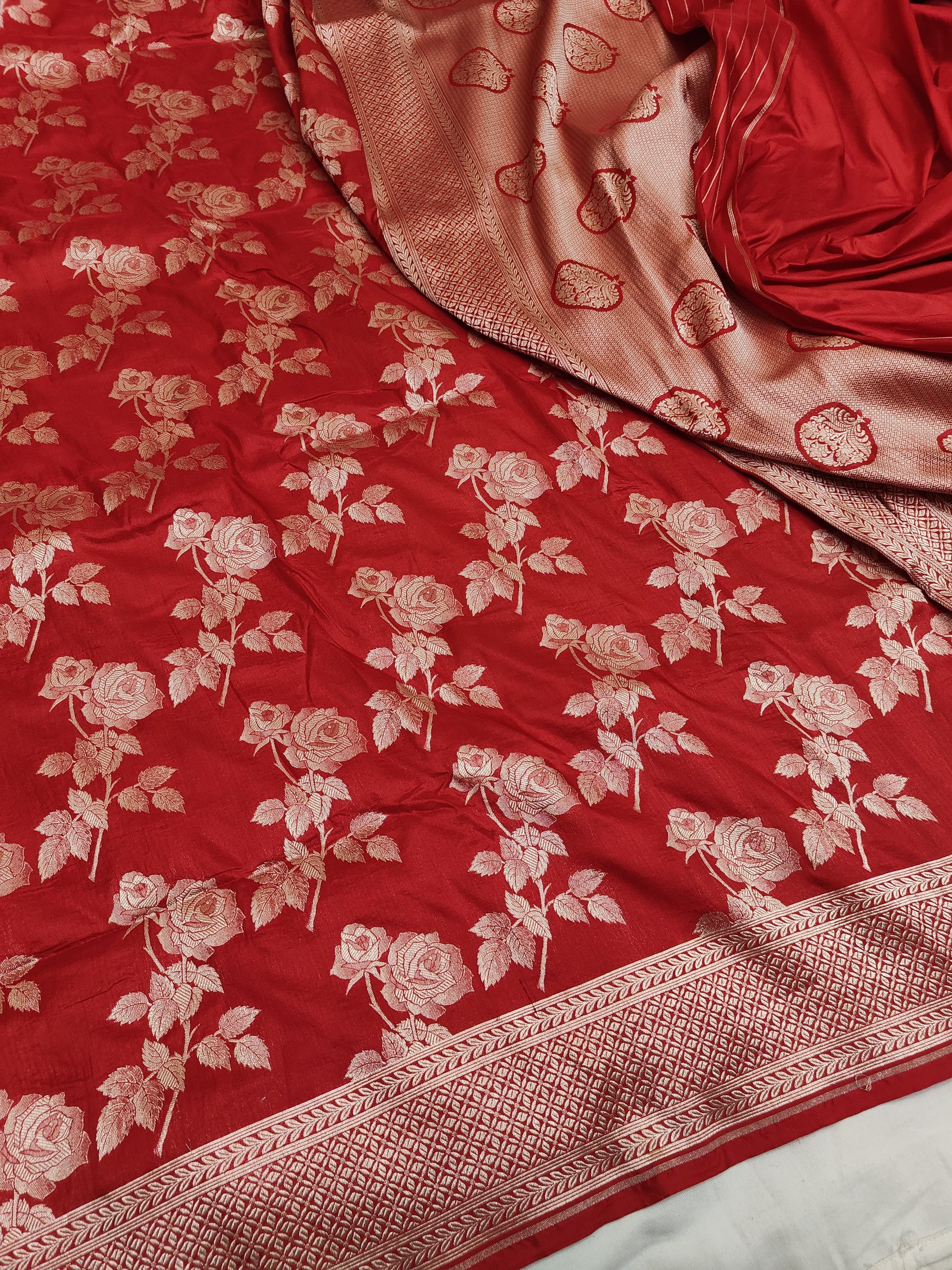 Pure Katan Silk Banarasi Saree with Jaal Work