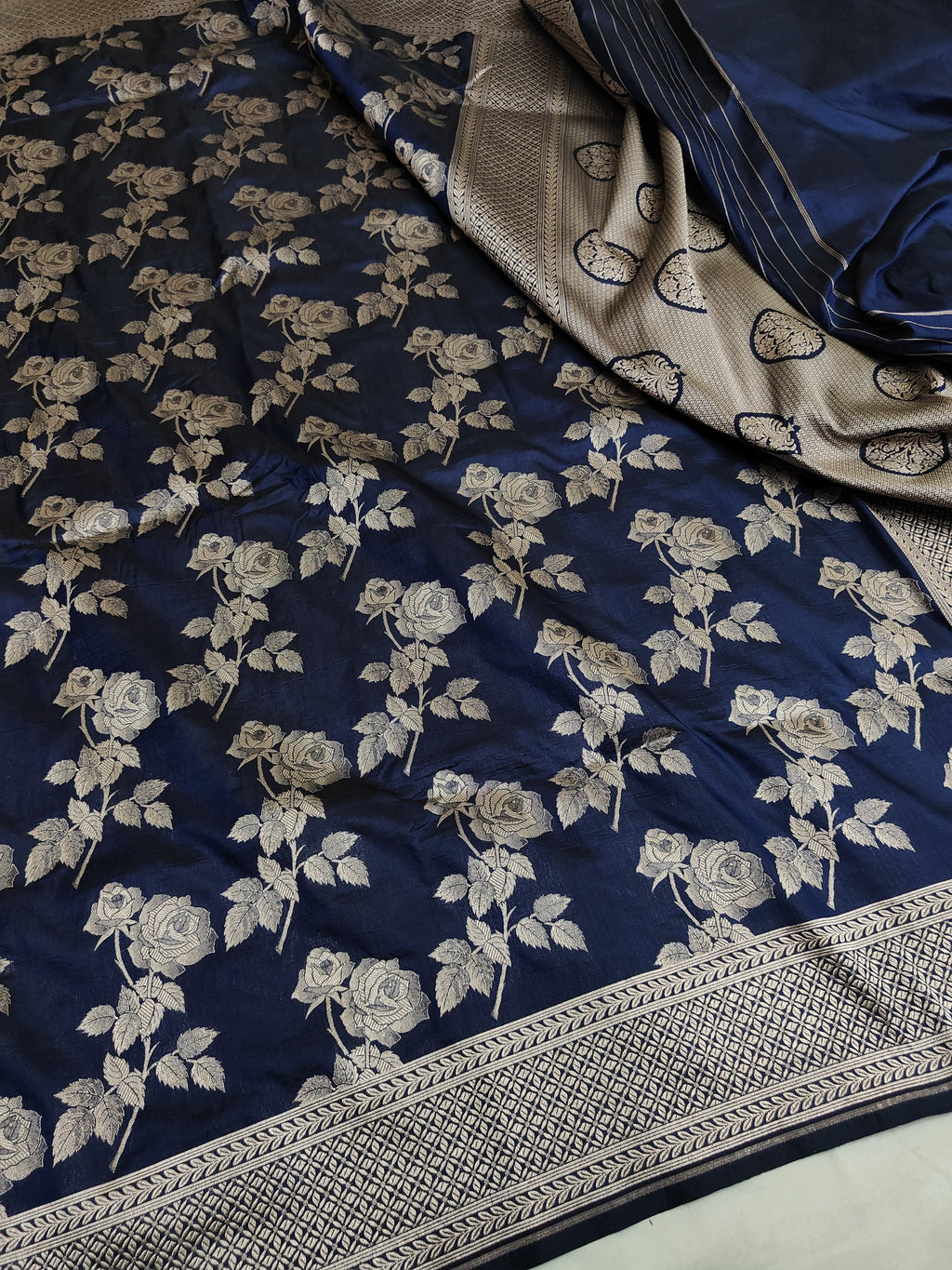 Pure Katan Silk Banarasi Saree with Jaal Work