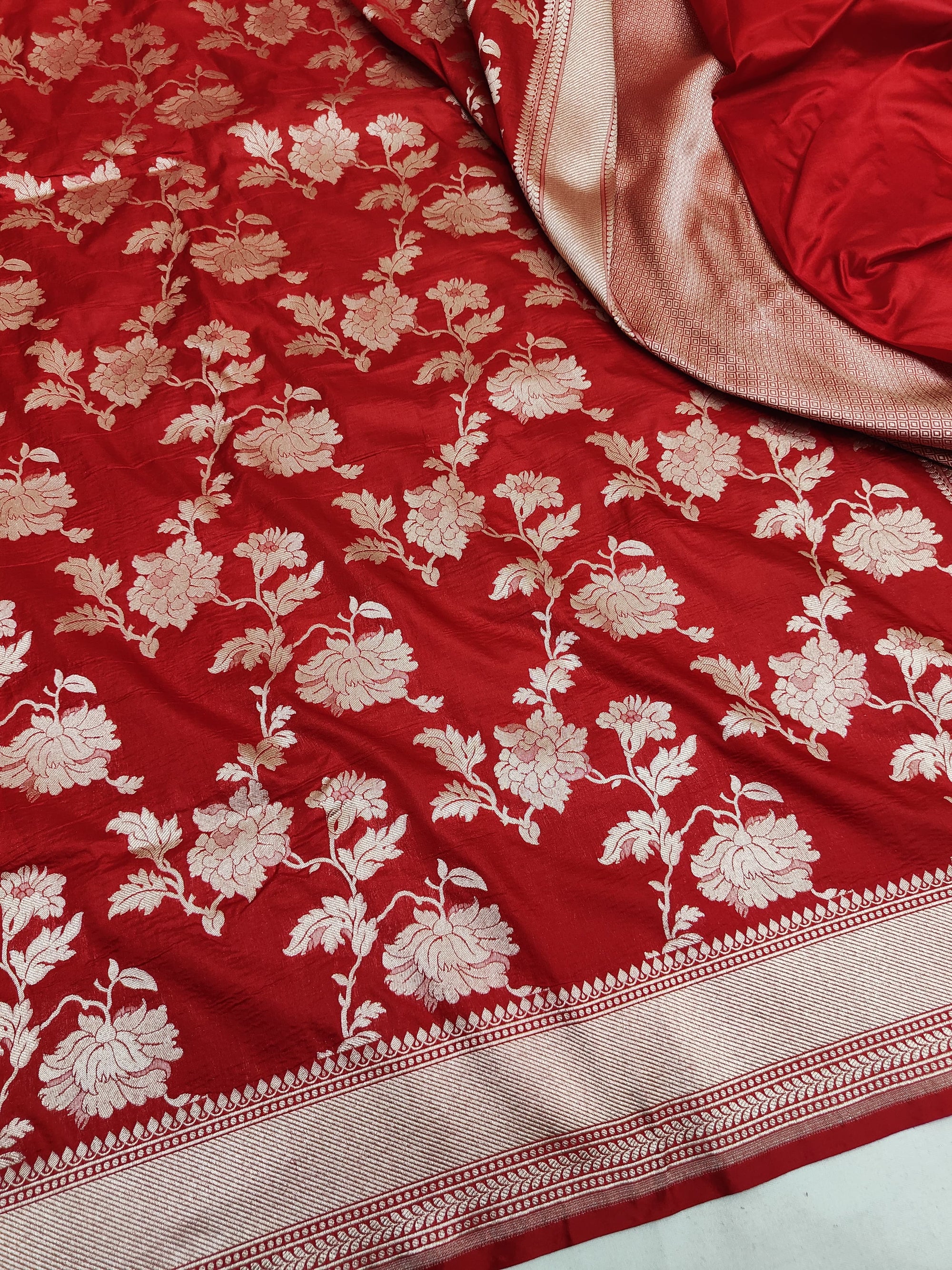 Pure Katan Silk Banarasi Saree with Jaal Work