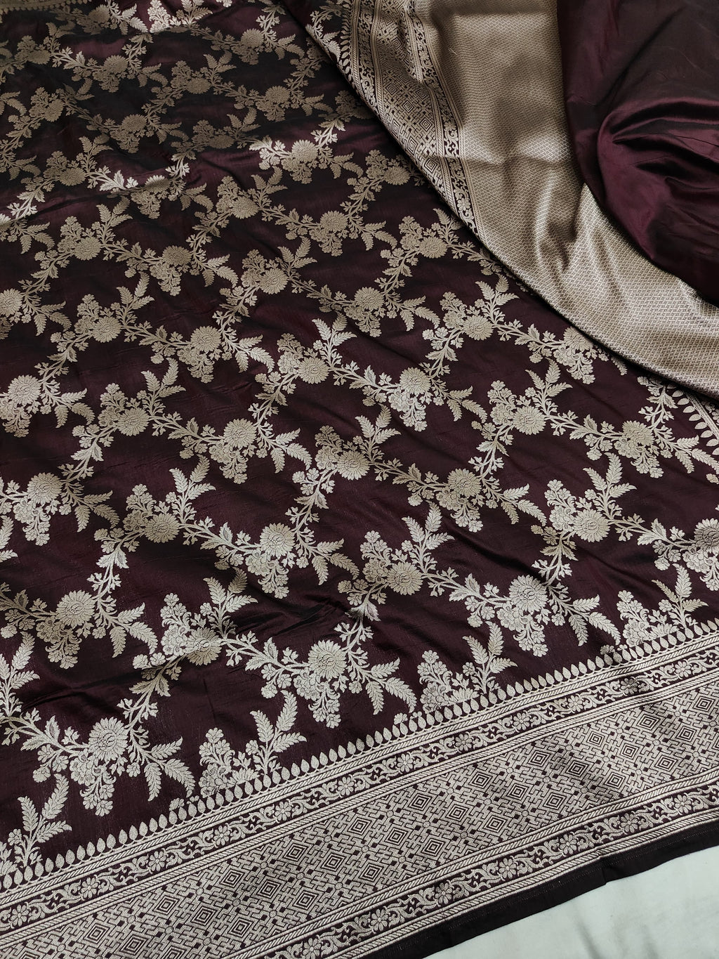 Pure Katan Silk Banarasi Saree with Jaal Work