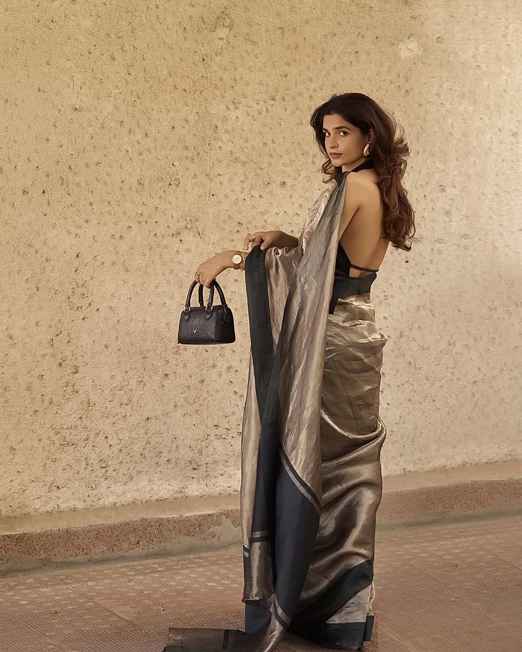 Pure Tissue Silk Banarasi Saree with Elegant Black Border