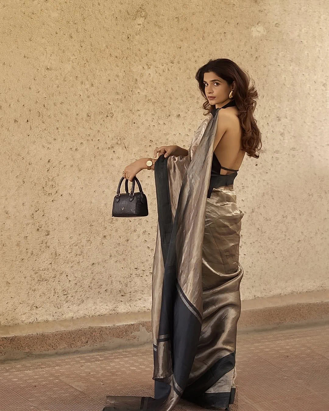 Pure Tissue Silk Banarasi Saree with Elegant Black Border