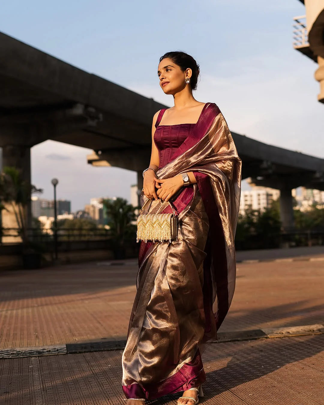 Pure Tissue Silk Banarasi Saree with Satin Border | Katan Banaras