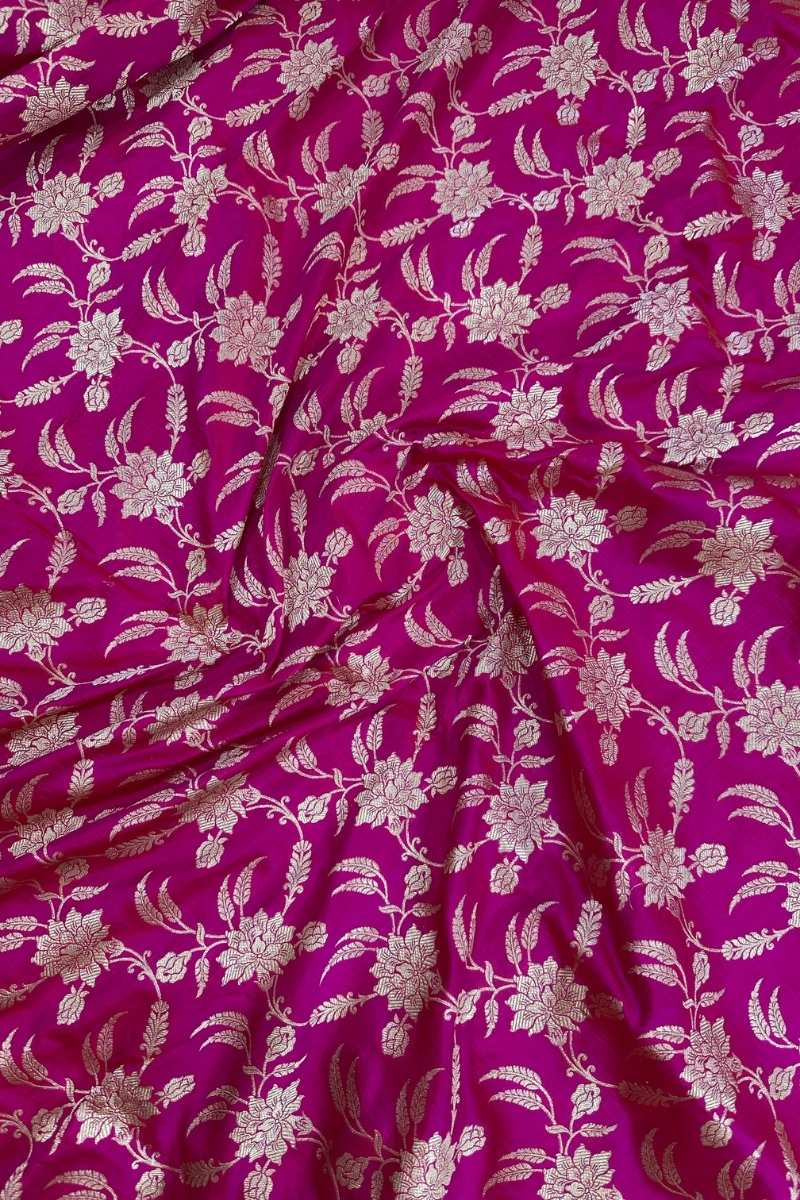 Luxurious Handloom Katan Silk Jaalwork Banarasi Saree - Barbie Pink