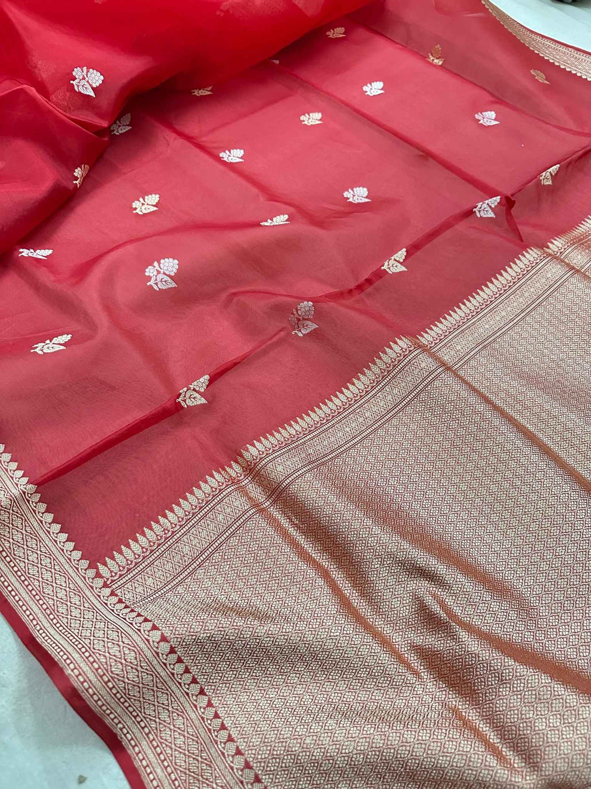 Pure Kora Silk Banarasi Saree – Classic Zari Motifs | Bridal & Festive Handloom Saree