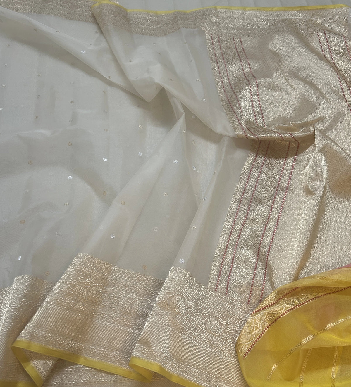 Sky Blue Floral Buta Pure Kora Silk Banarasi Saree