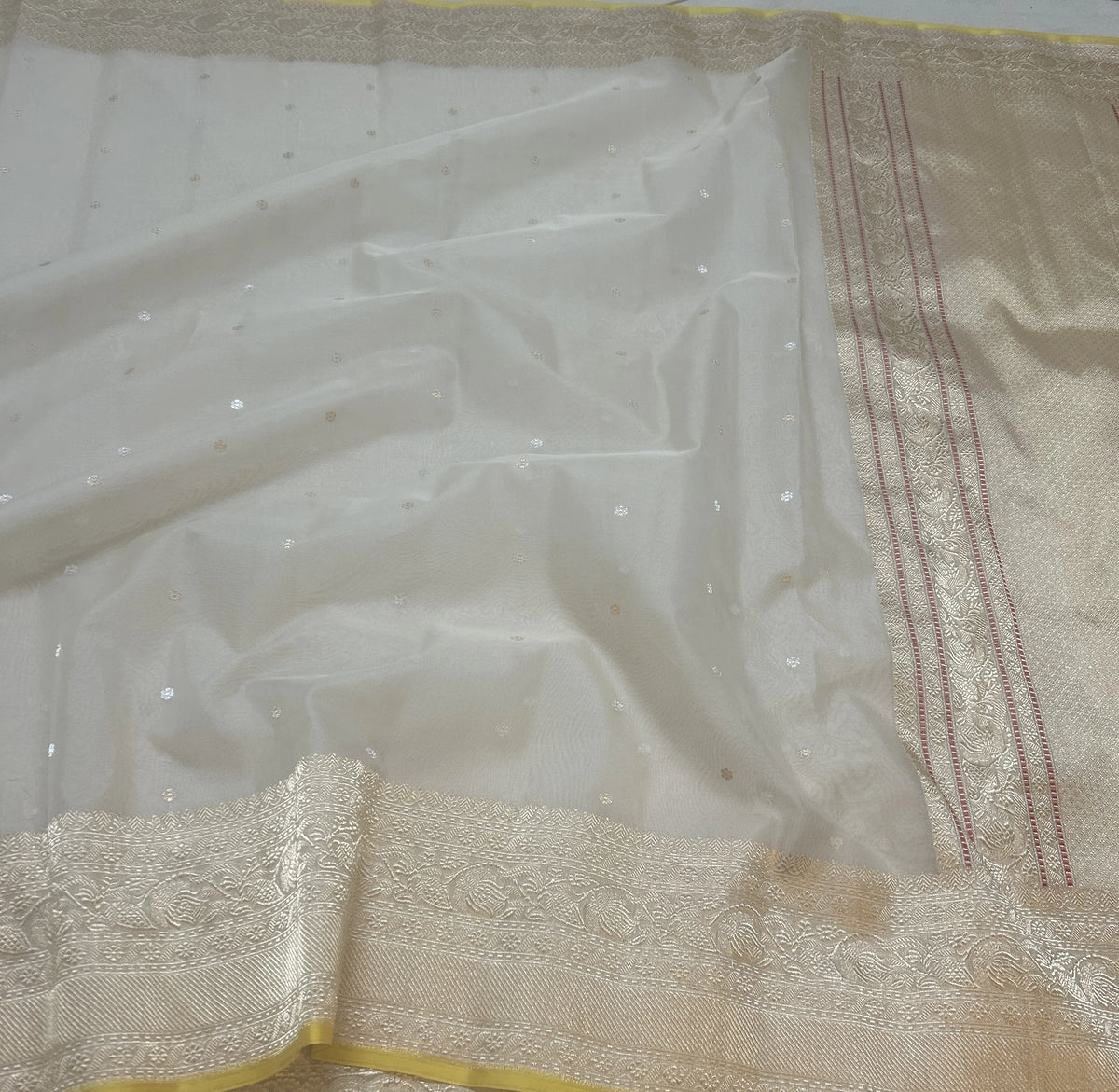 Sky Blue Floral Buta Pure Kora Silk Banarasi Saree