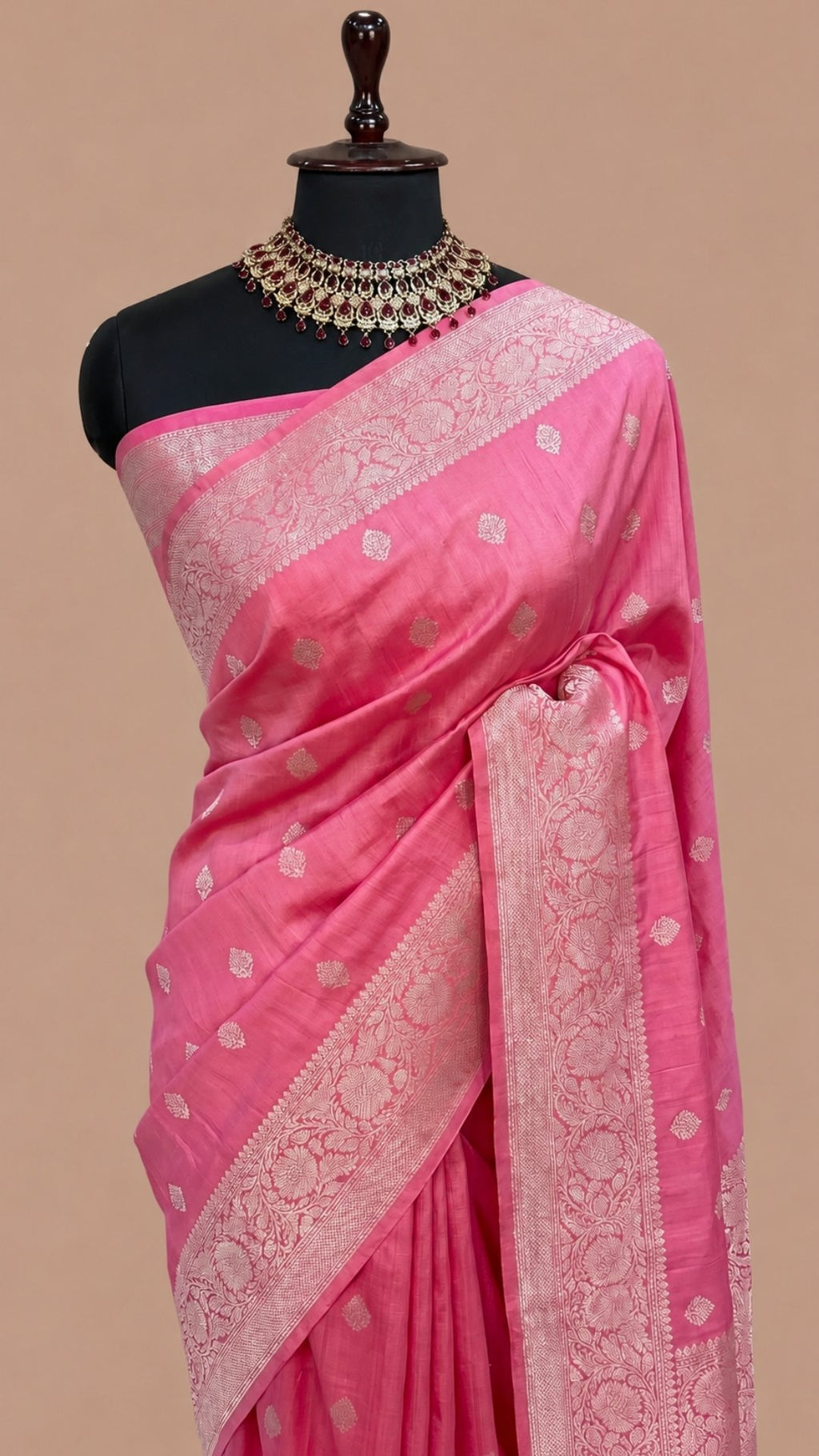 Pure Chiniya Silk Banarasi Saree | Shikargah Zari Woven Saree from Varanasi