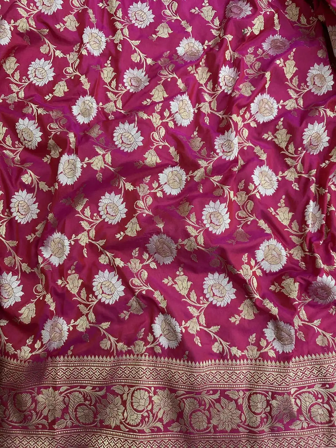 Luxury Handloom Katan Silk Banarasi Saree - Royal Rani Pink Bloom