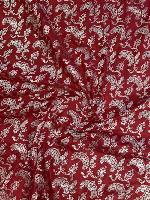 Bridal Red Pure Katan Silk Jaalwork Banarasi Saree with Sona Rupa Zari - Handcrafted Luxury