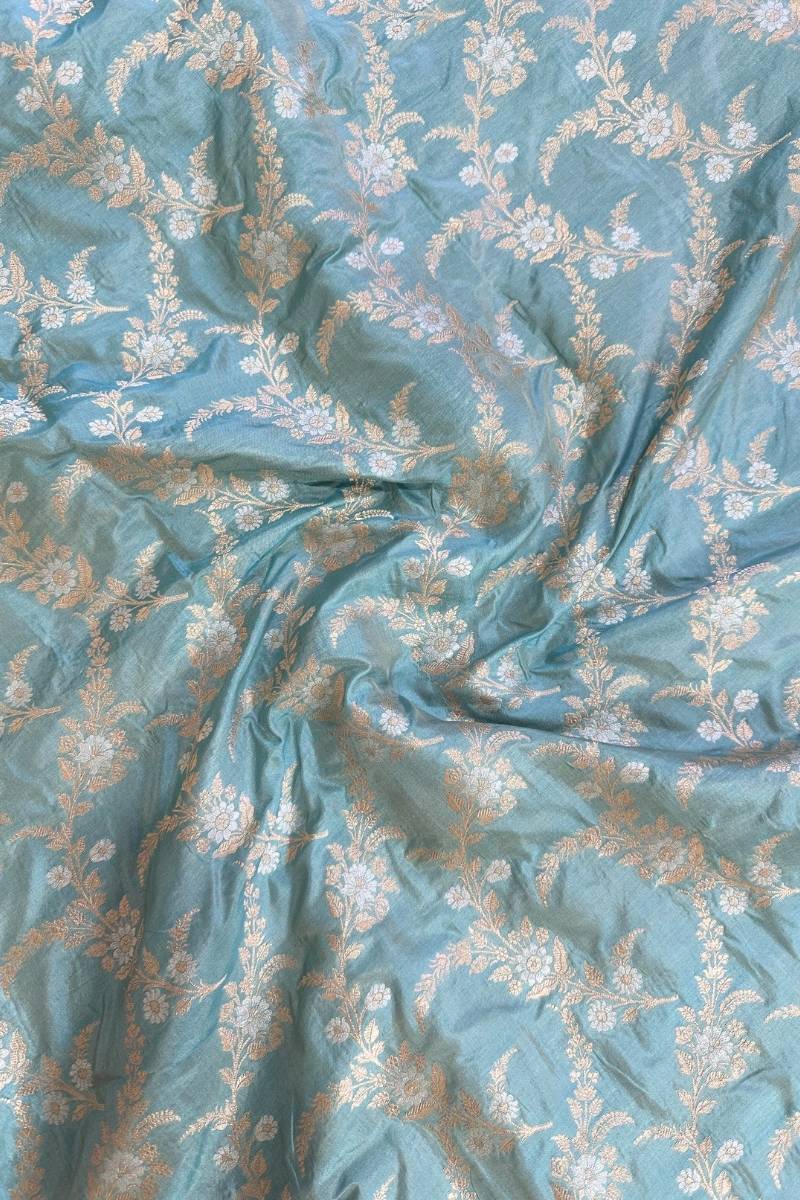 Luxurious Pastel Green Banarasi Silk Saree with Real Gold and Silver Zari