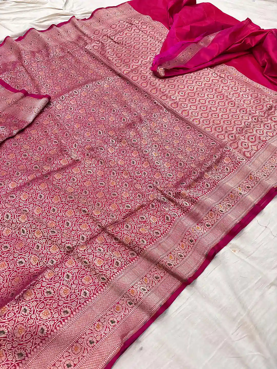 Rani Scrolls — Pure Katan Silk Brocade Tilfi Meena Alowar Banarasi Saree