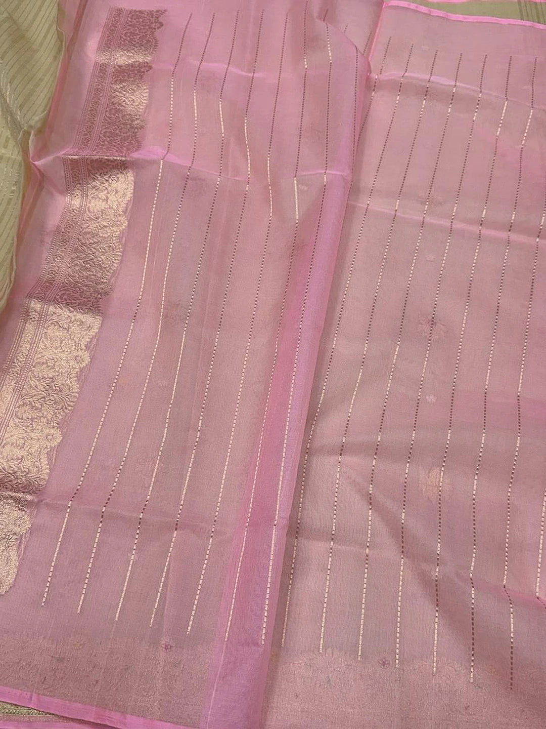 Mint Dew — Pure Kora Silk Banarasi Saree in Mint Green