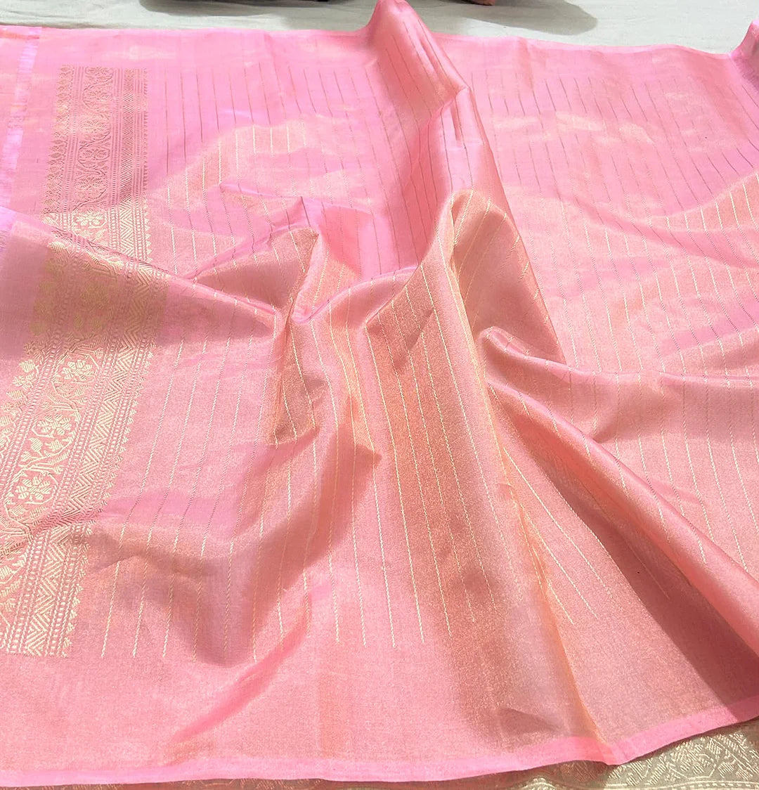 Pure Kora Silk Kadhwa Buta Handloom Banarasi Saree in Sage Green