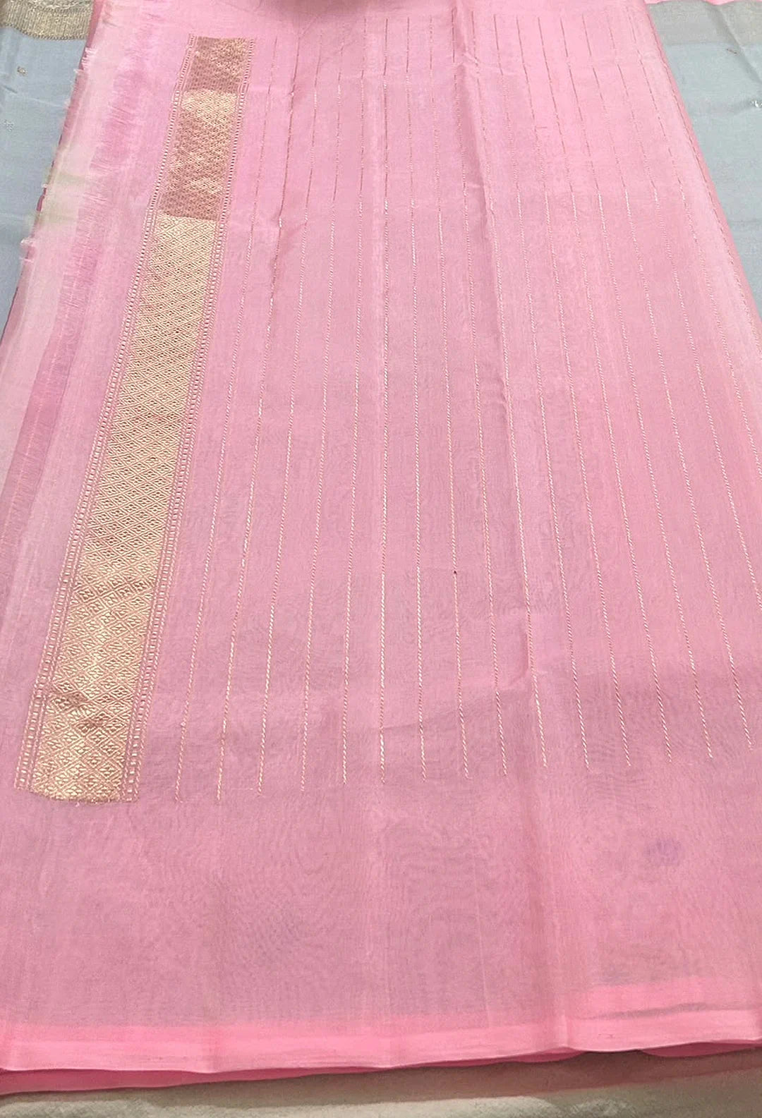 Pure Kora Silk Kadhwa Handloom Banarasi Saree in Powder Blue