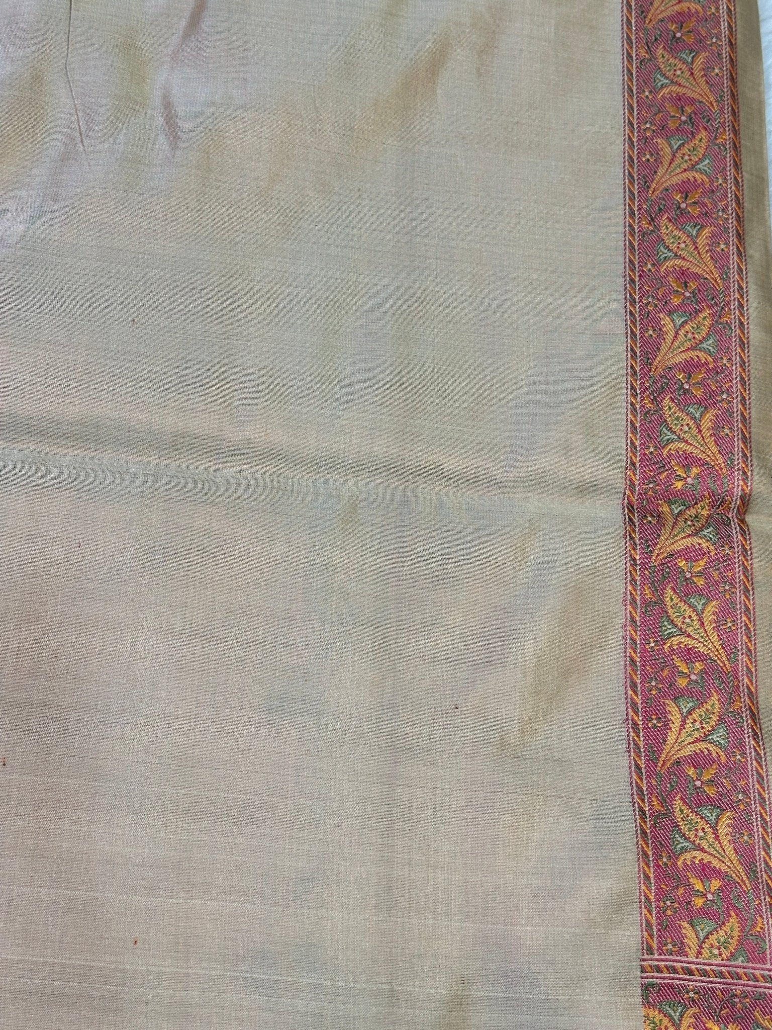 Beige Gold Pure Banarasi Handloom Jamawar Tanchui Kadhwa Interlocked Weaved Saree - Katan Banaras