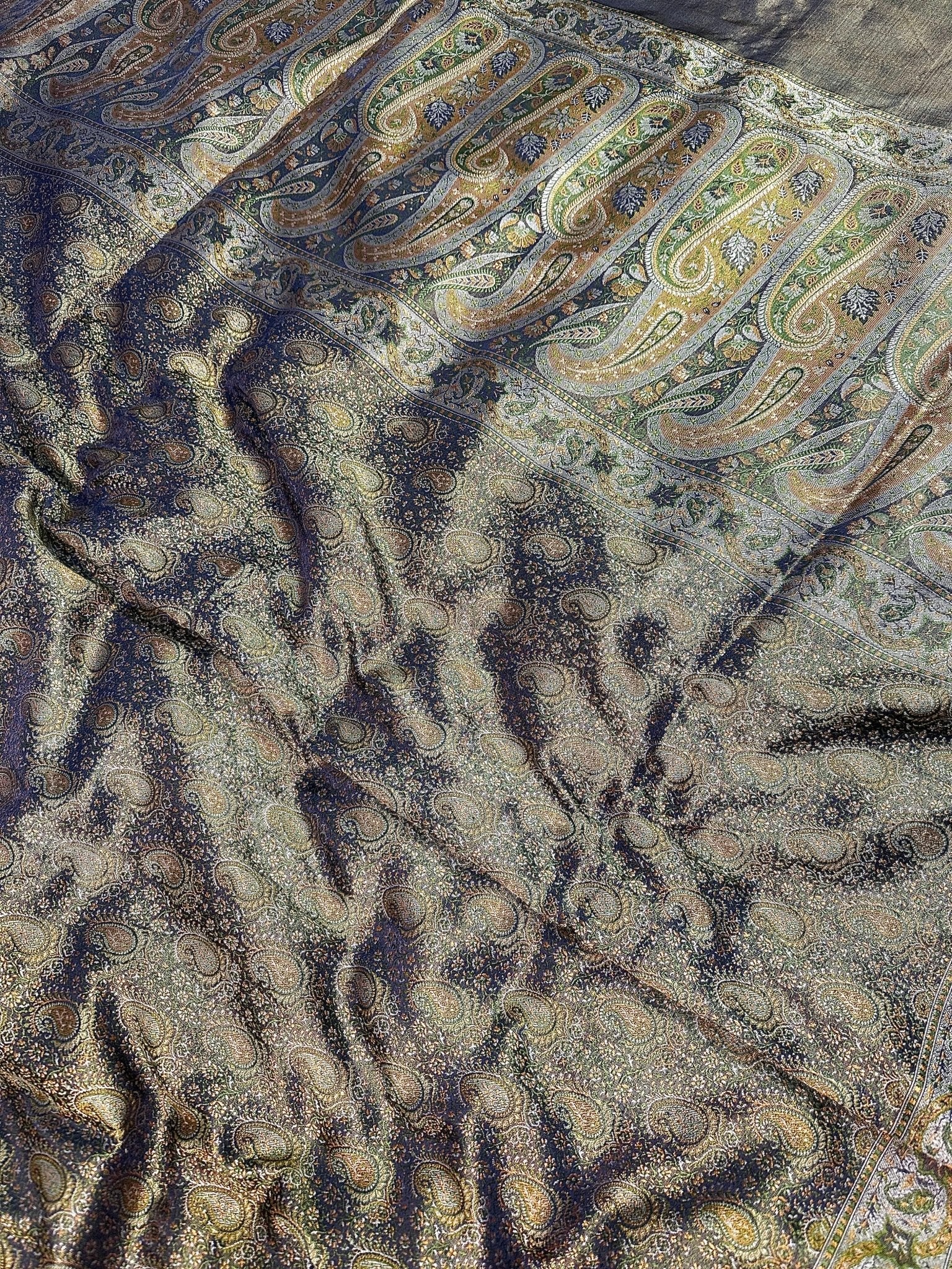 Black Gold Pure Banarasi Handloom Jamawar Tanchui Kadhwa Interlocked Weaved Saree - Katan Banaras