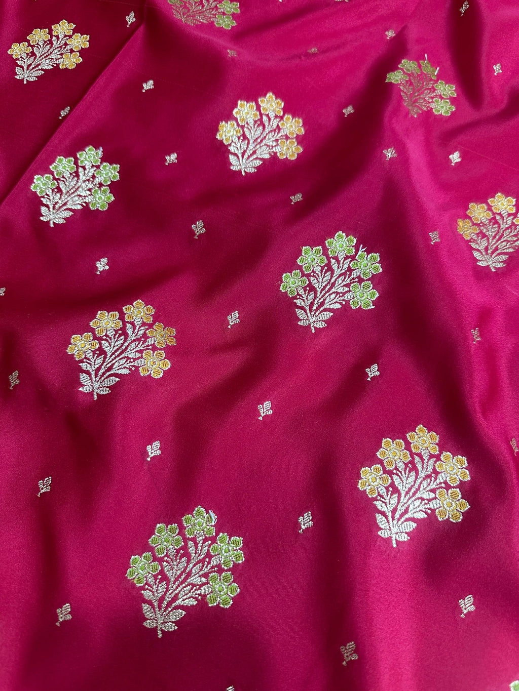 Bridal Red Dual - Tone Satin Silk Banarasi Saree with Designer Zari and Mughal - Inspired Aanchal - Katan Banaras