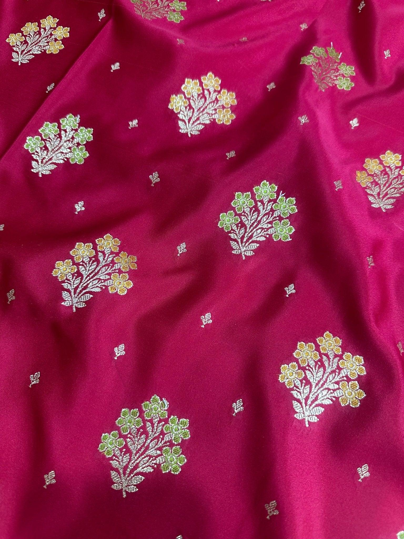 Bridal Red Dual-Tone Satin Silk Banarasi Saree with Designer Zari and Mughal-Inspired Aanchal - Katan Banaras