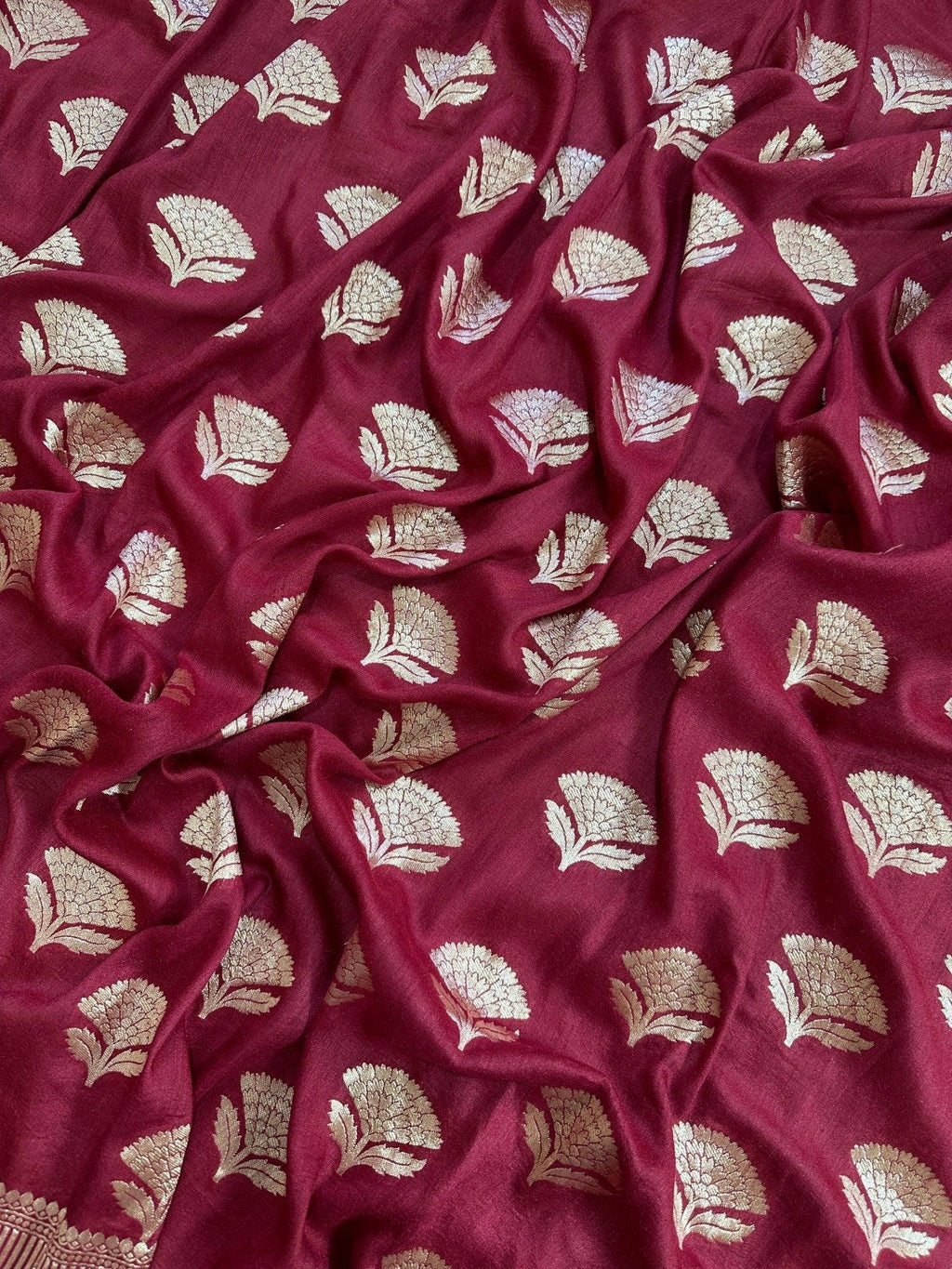Bridal Red Pure Moonga Silk Banarasi Saree with Pure Gold Zari and Uppada Weave - Katan Banaras