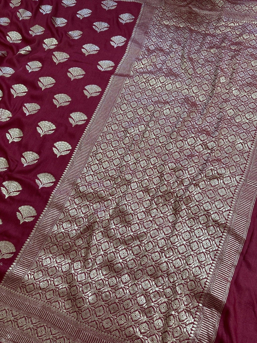 Bridal Red Pure Moonga Silk Banarasi Saree with Pure Gold Zari and Uppada Weave - Katan Banaras