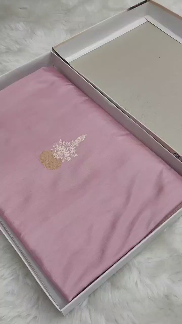 Pure Katan Silk Kadhwa Buta Handloom Banarasi Saree | Baby Pink | Katan Banaras