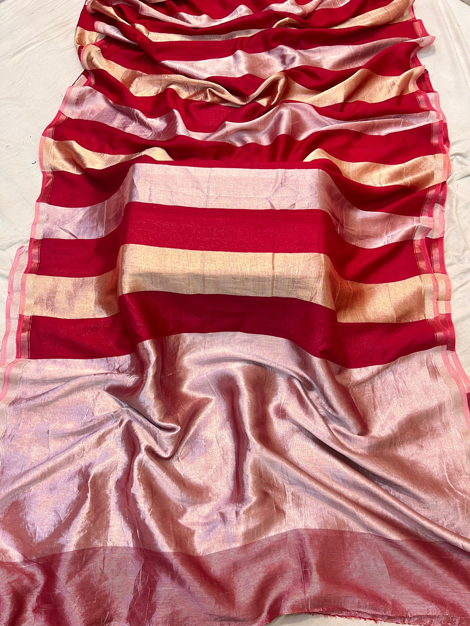 Beautifully draped Pure Moonga Silk Saree perfect for weddings and festive occasions