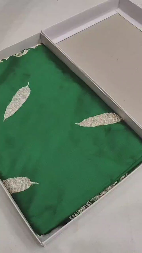 Pure Katan Silk Kadhwa Buta Banarasi Saree | Gold Zari – Green