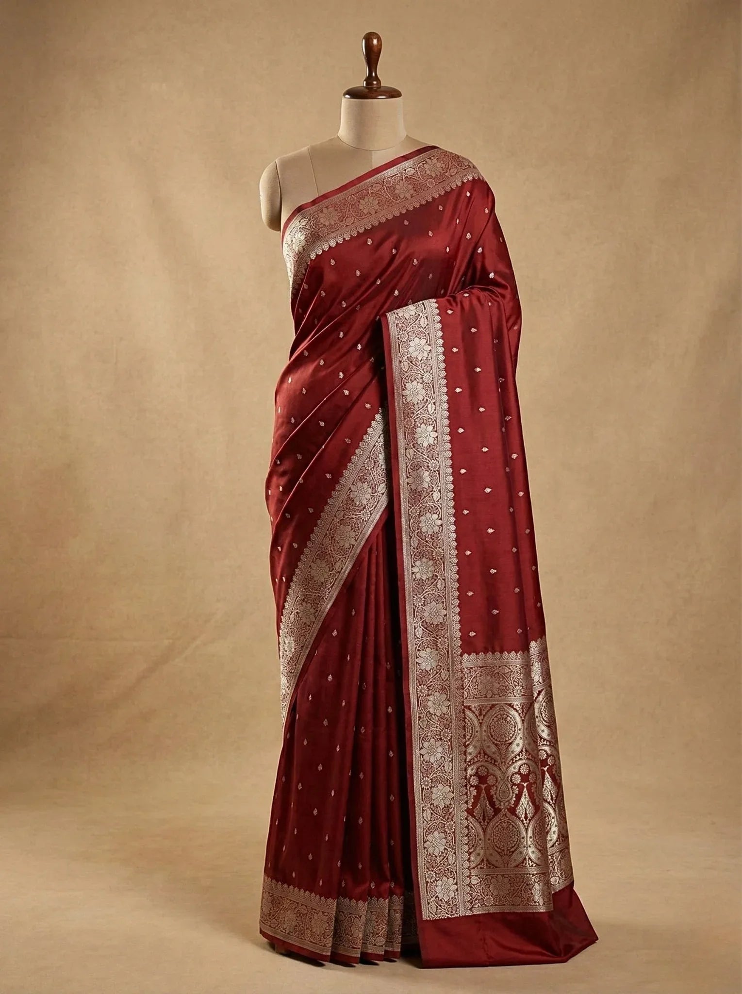 Gold Zari Work Mashroo Silk Banarasi Saree - Katan Banaras