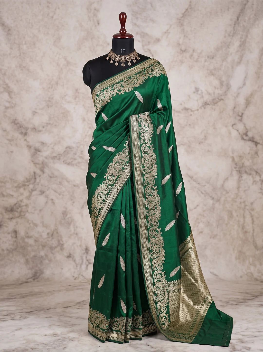 Pure Katan Silk Kadhwa Buta Banarasi Saree | Gold Zari – Green