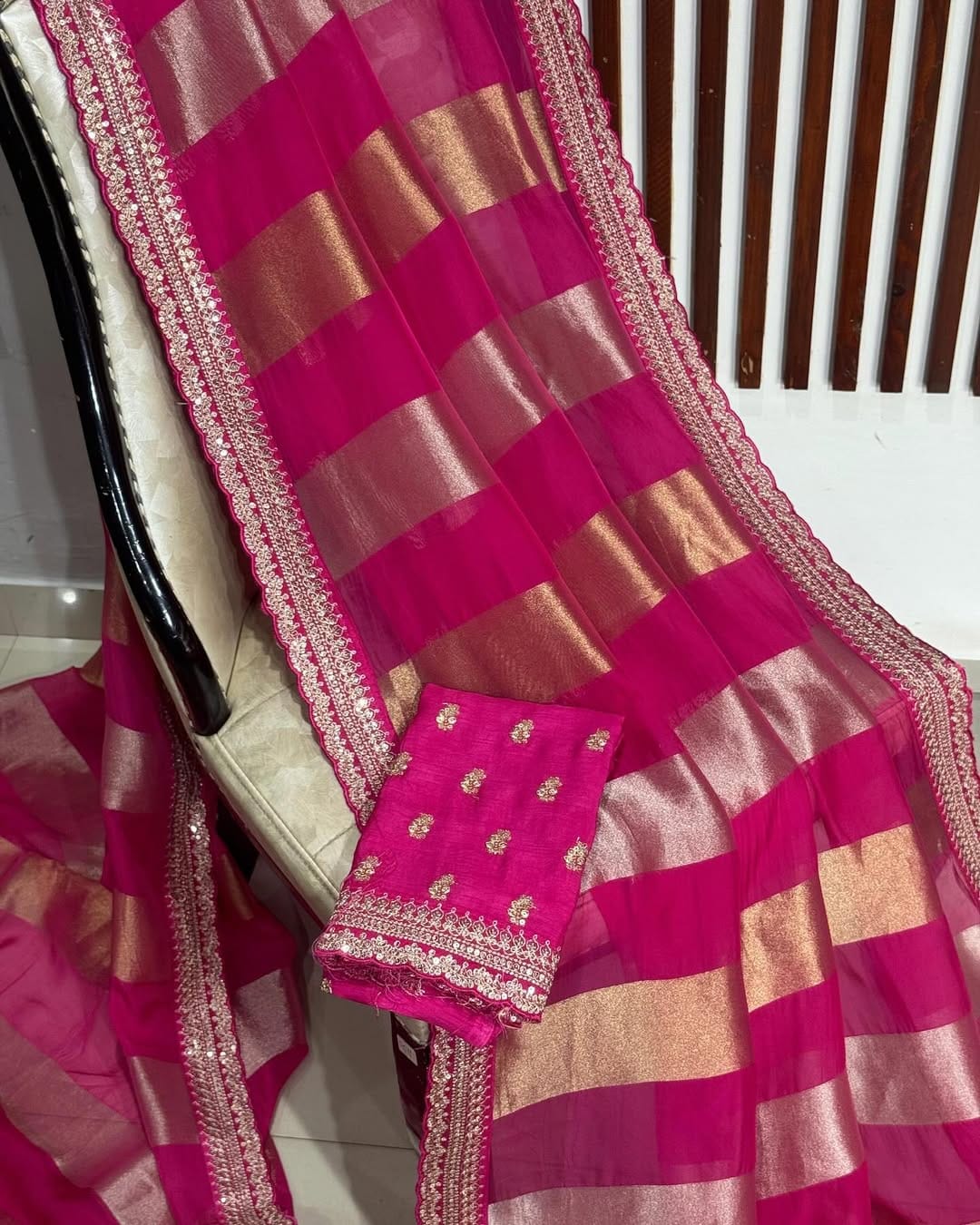 "Handloom Pure Tissue Silk Saree from Banaras with traditional blouse piece"