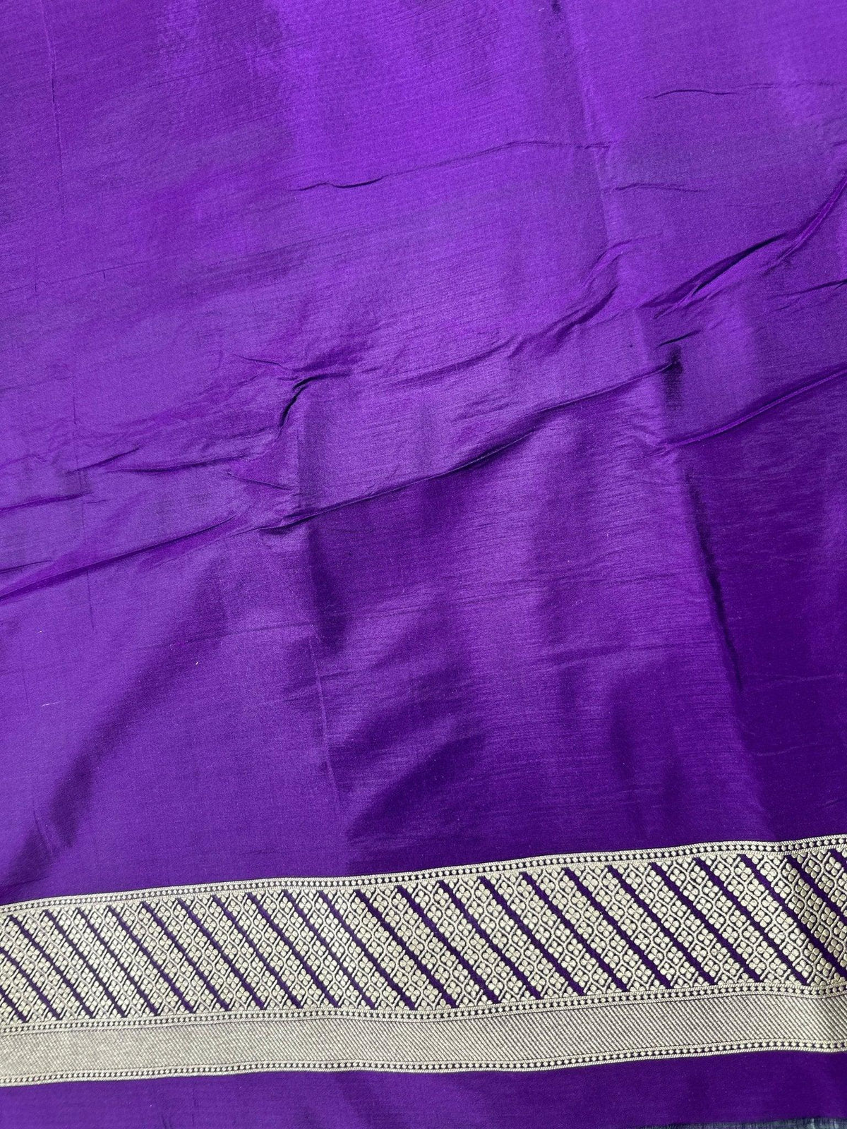 Purple Pure Katan Silk Jaalwork Banarasi Saree Royal Uppada Handwoven Festive - Katan Banaras