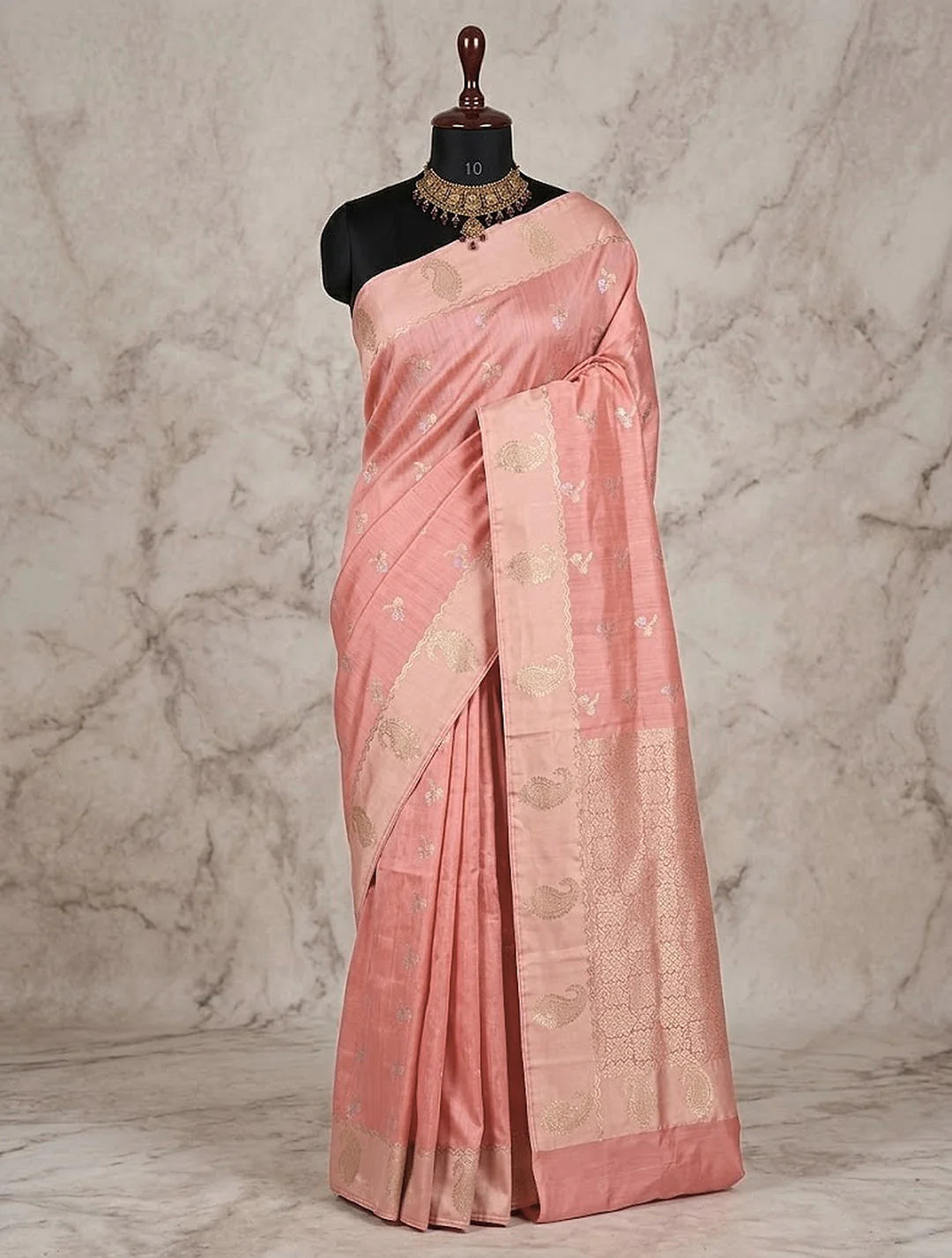 Pure Chiniya Silk Banarasi Saree with Satin Border | Classic Zari Weave from Varanasi