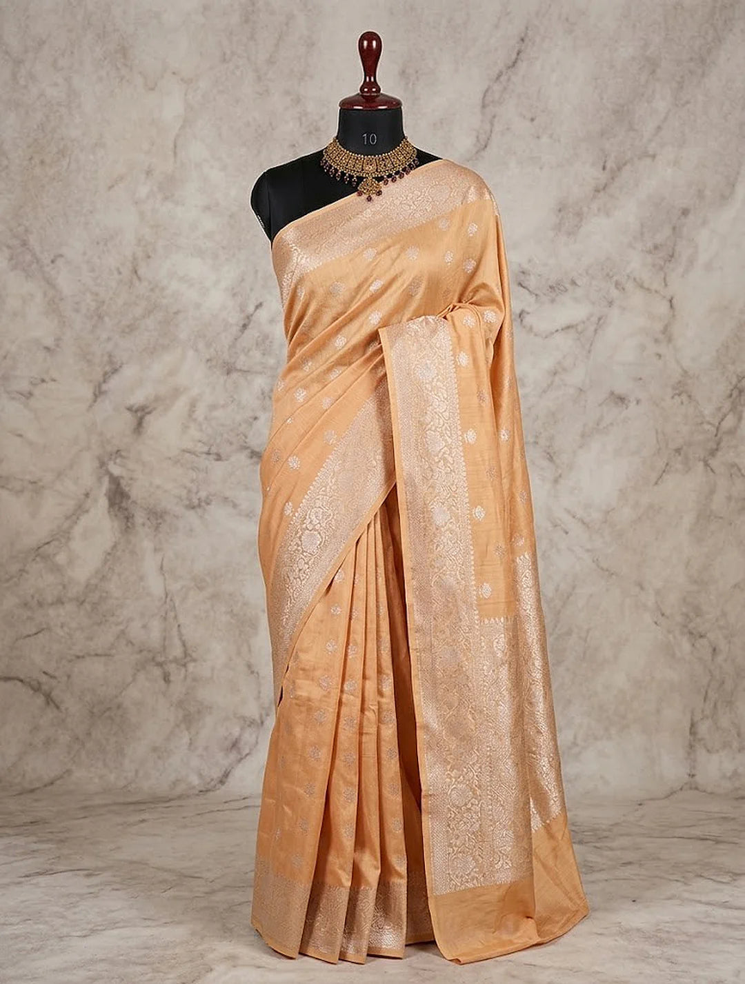 Pure Chiniya Silk Banarasi Saree | Diagonal Zari Woven Luxury Saree from Varanasi