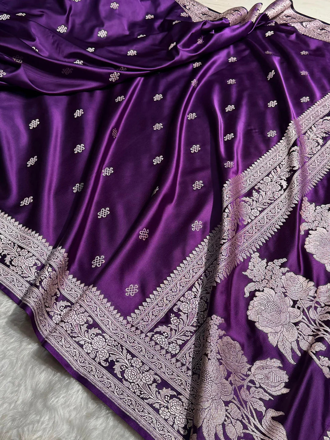 Violet Garden — Mashru Silk Banarasi Saree in Purple