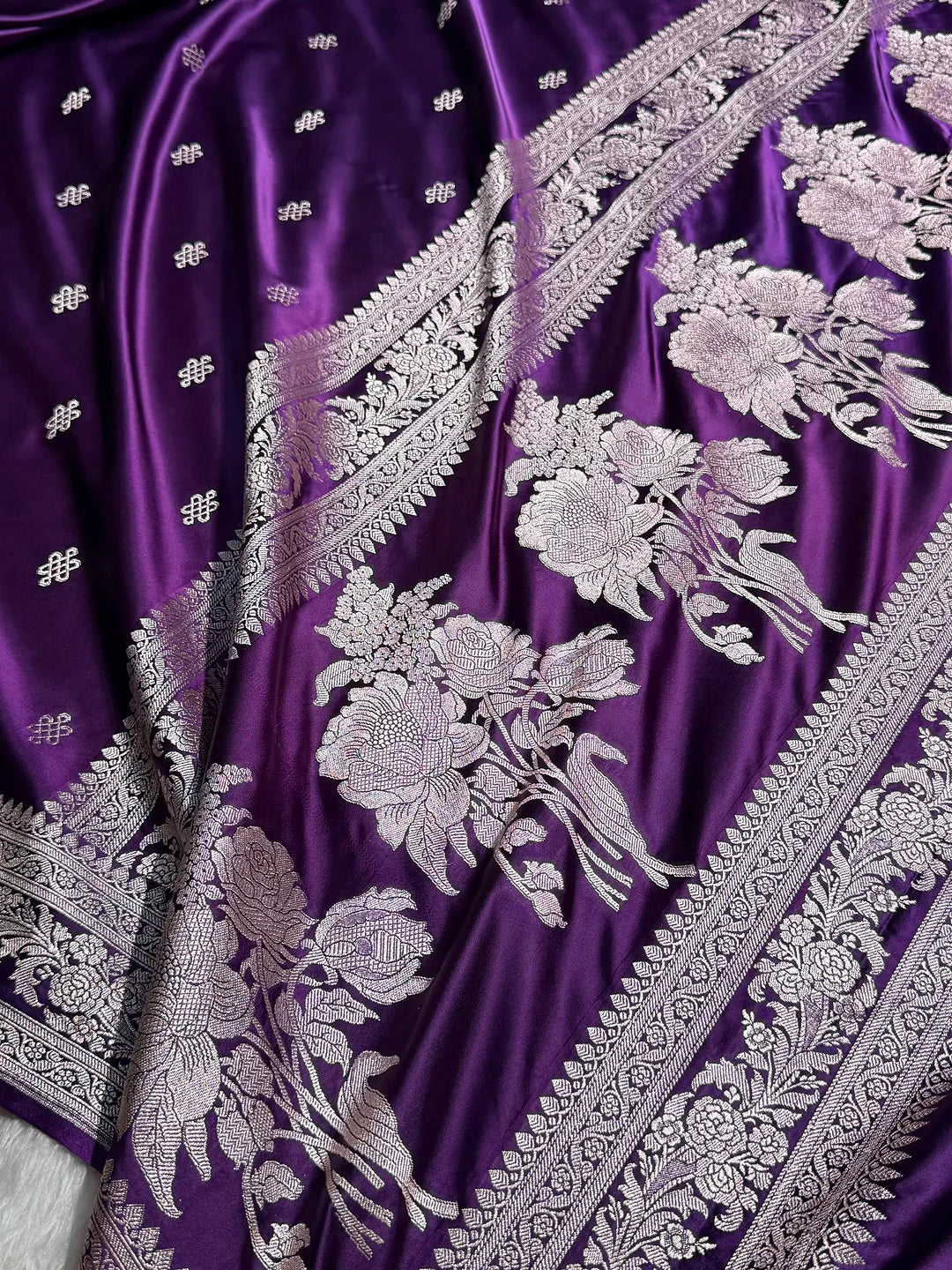 Violet Garden — Mashru Silk Banarasi Saree in Purple