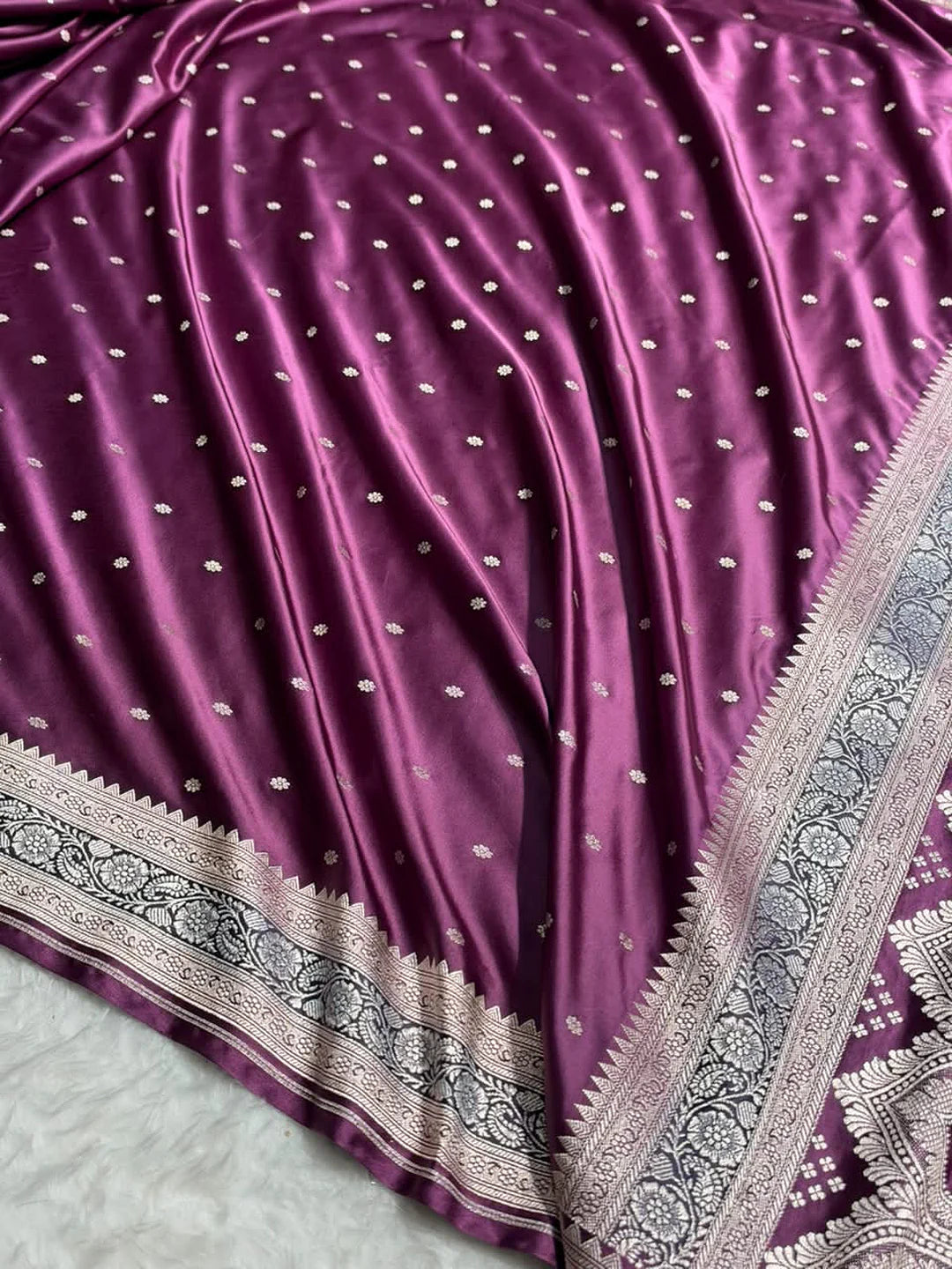 Moonlit Plum — Mashru Silk Banarasi Saree in Plum Purple