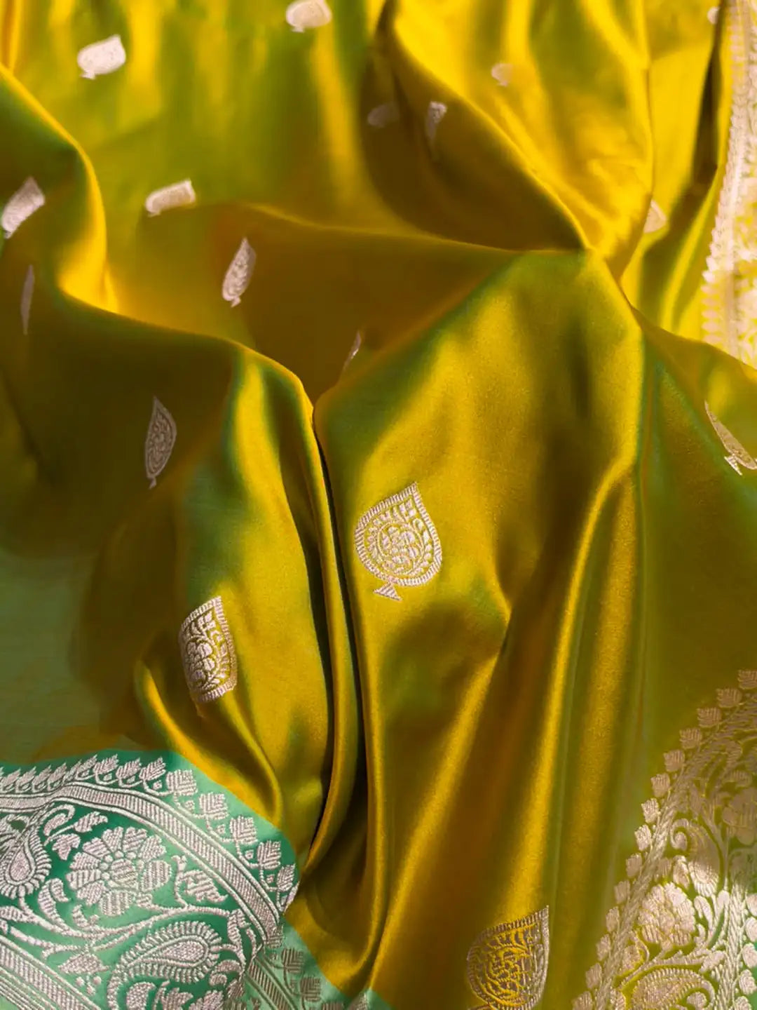Golden Meadow — Mashru Silk Banarasi Saree in Mustard Yellow