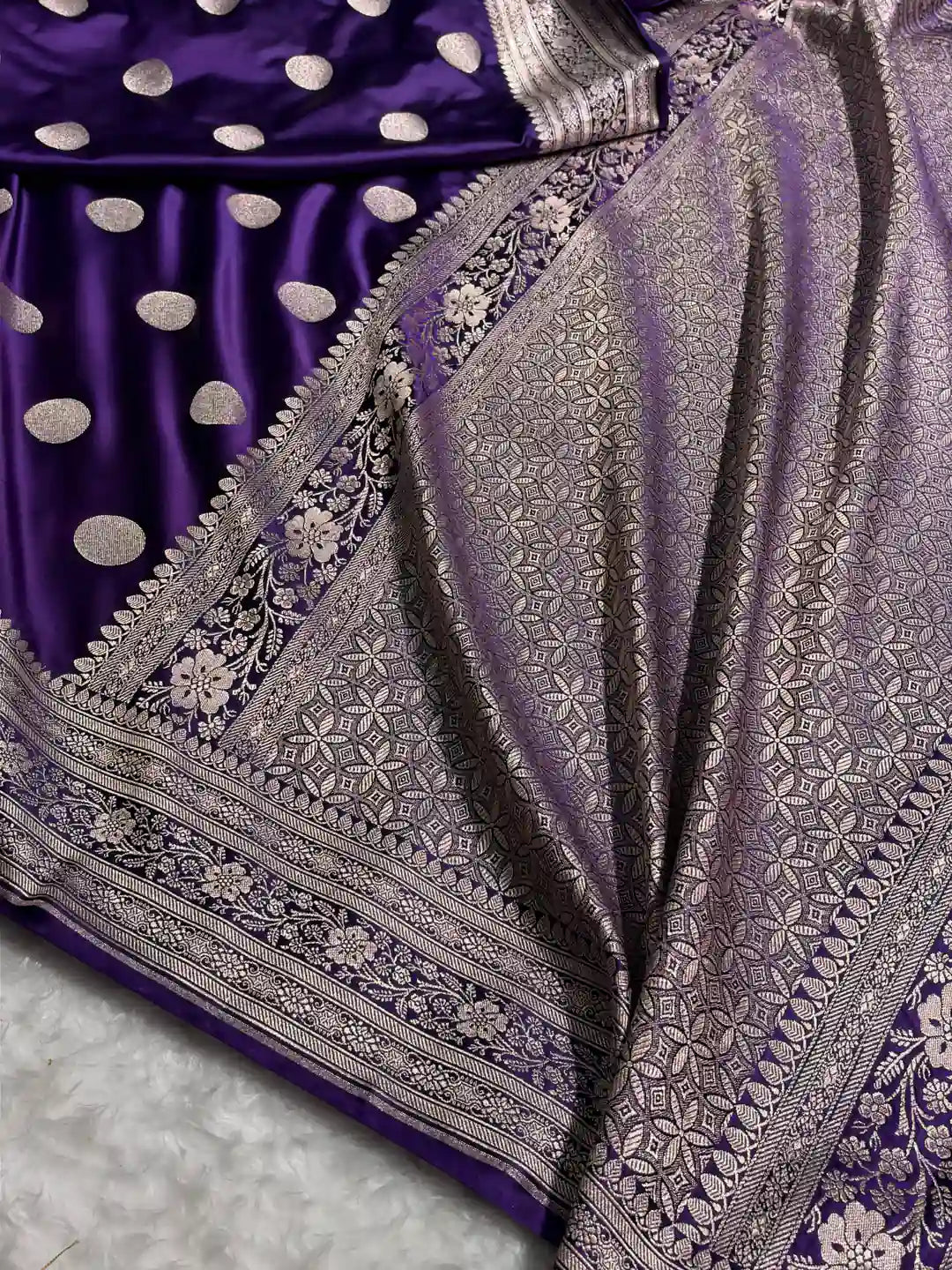 Violet Constellation — Mashru Silk Saree in Deep Purple