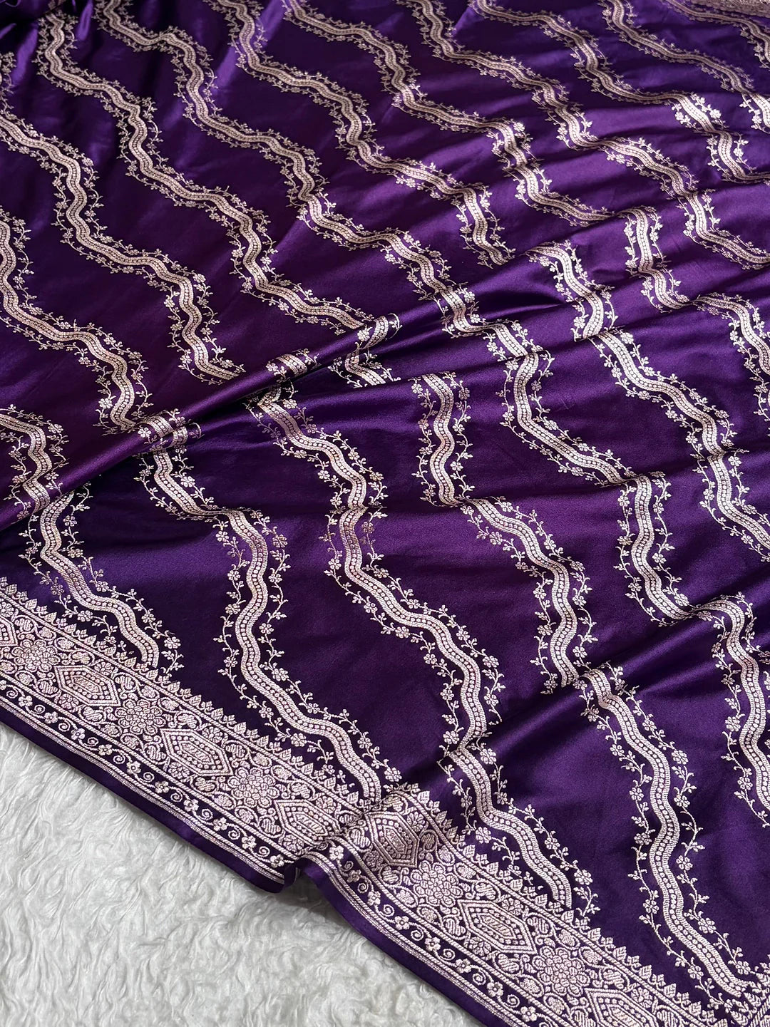 Violet Vines — Mashru Silk Banarasi Saree in Purple