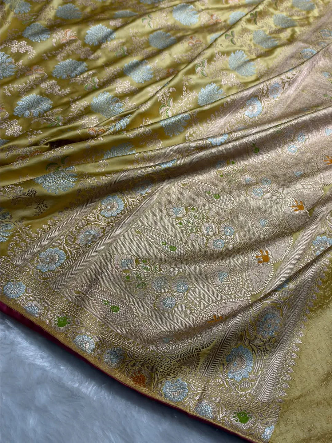Golden Canopy — Mashru Silk Banarasi Saree in Mustard Yellow