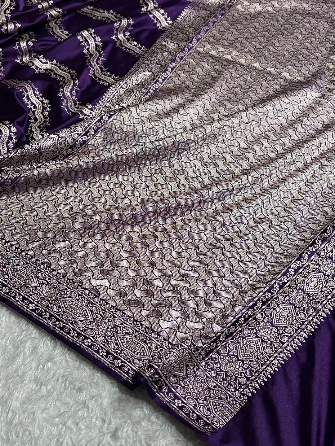 Violet Vines — Mashru Silk Banarasi Saree in Purple