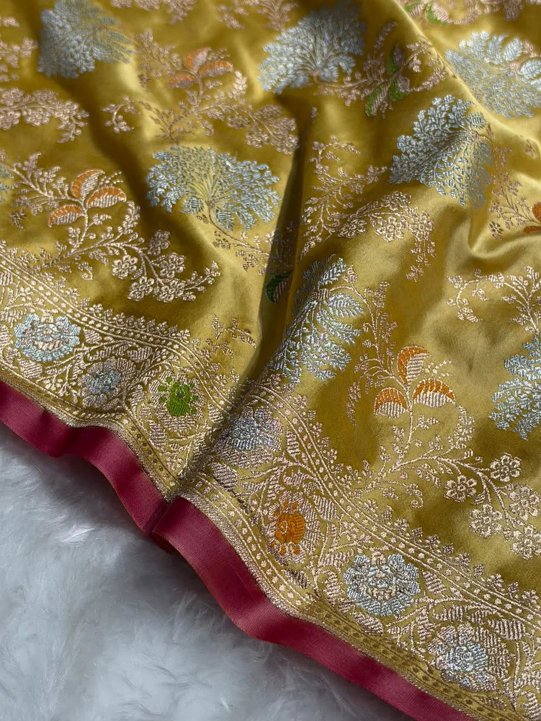 Golden Canopy — Mashru Silk Banarasi Saree in Mustard Yellow
