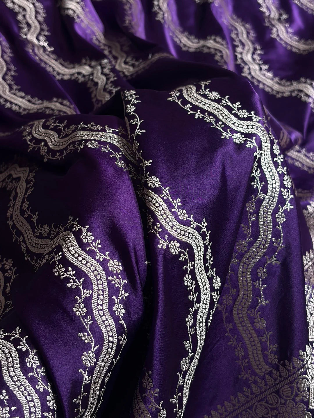 Violet Vines — Mashru Silk Banarasi Saree in Purple