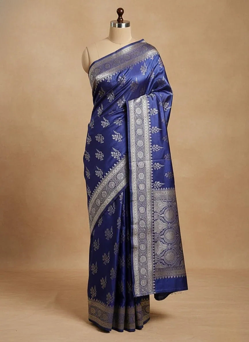 Mashroo Silk Banarasi Saree with gold zari work - Katan Banaras