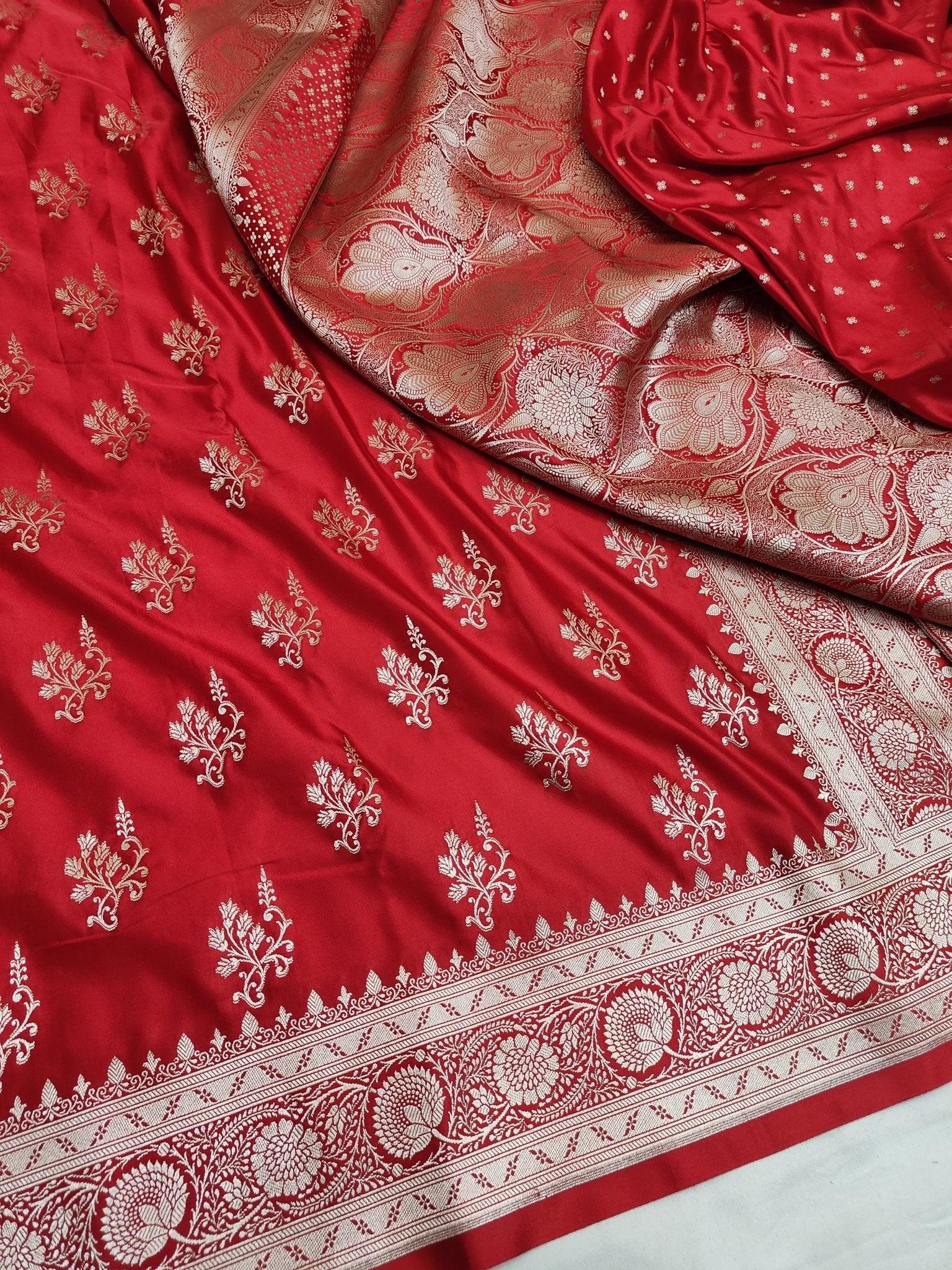 Mashru Silk Banarasi Saree with gold zari work - Katan Banaras