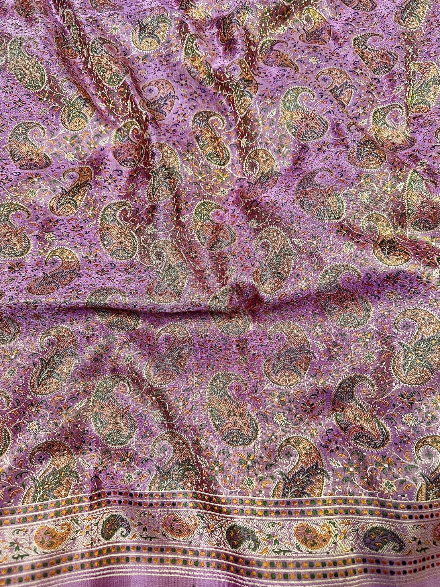 Mauve Pink Pure Banarasi Handloom Jamawar Tanchui Kadhwa Interlocked Weaved Saree - Katan Banaras