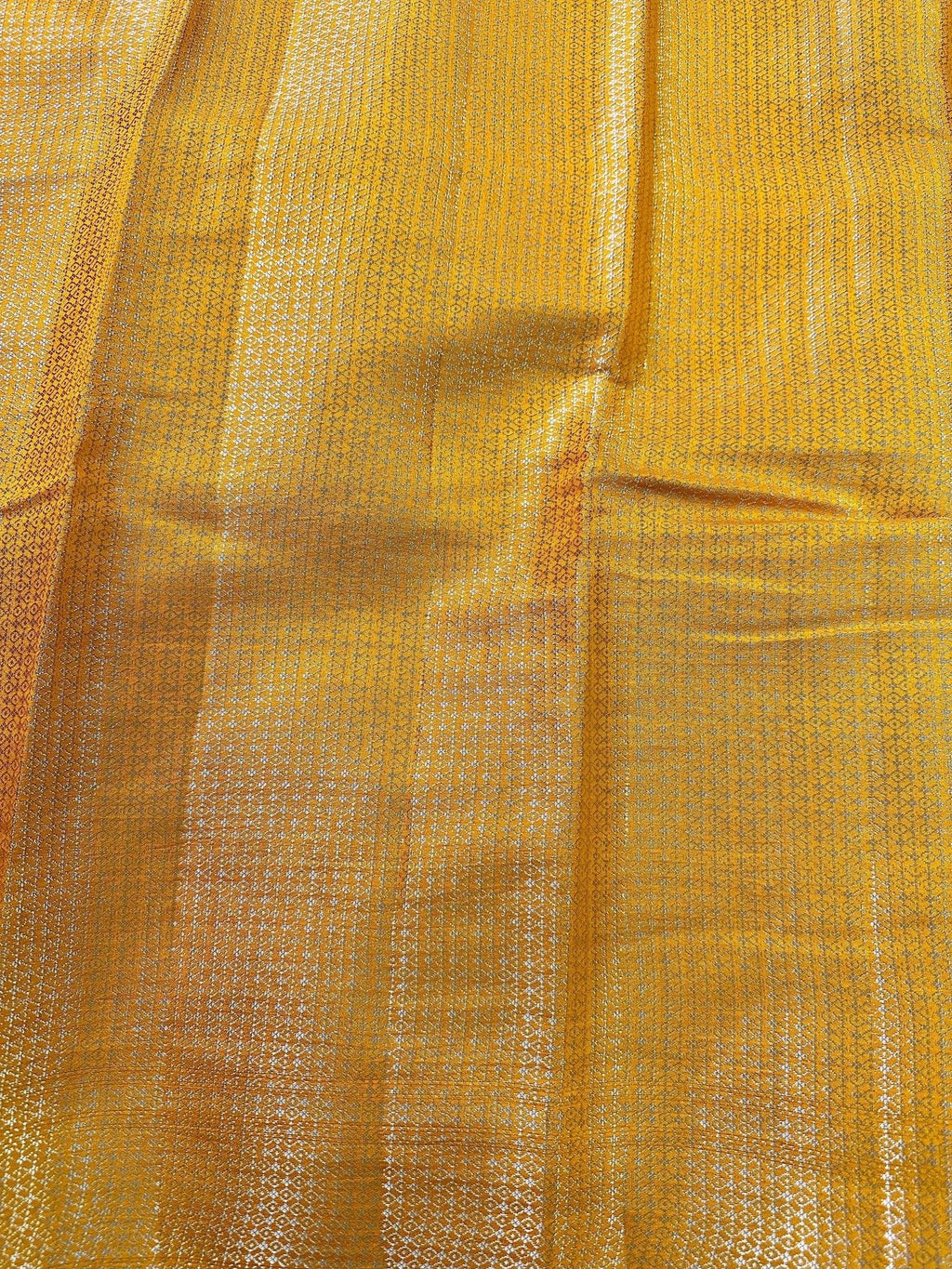 Mustard Yellow Pure Chiniya Katan Silk Banarasi Saree with Meenakari Floral Buti and Gold Zari Border - Katan Banaras