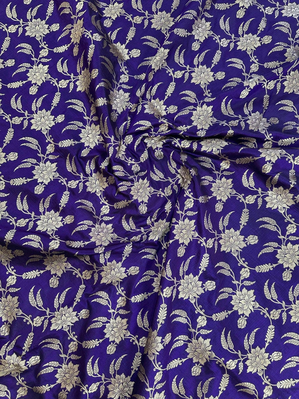 Nevi Blue Pure Katan Silk Jaalwork Banarasi Saree - Katan Banaras