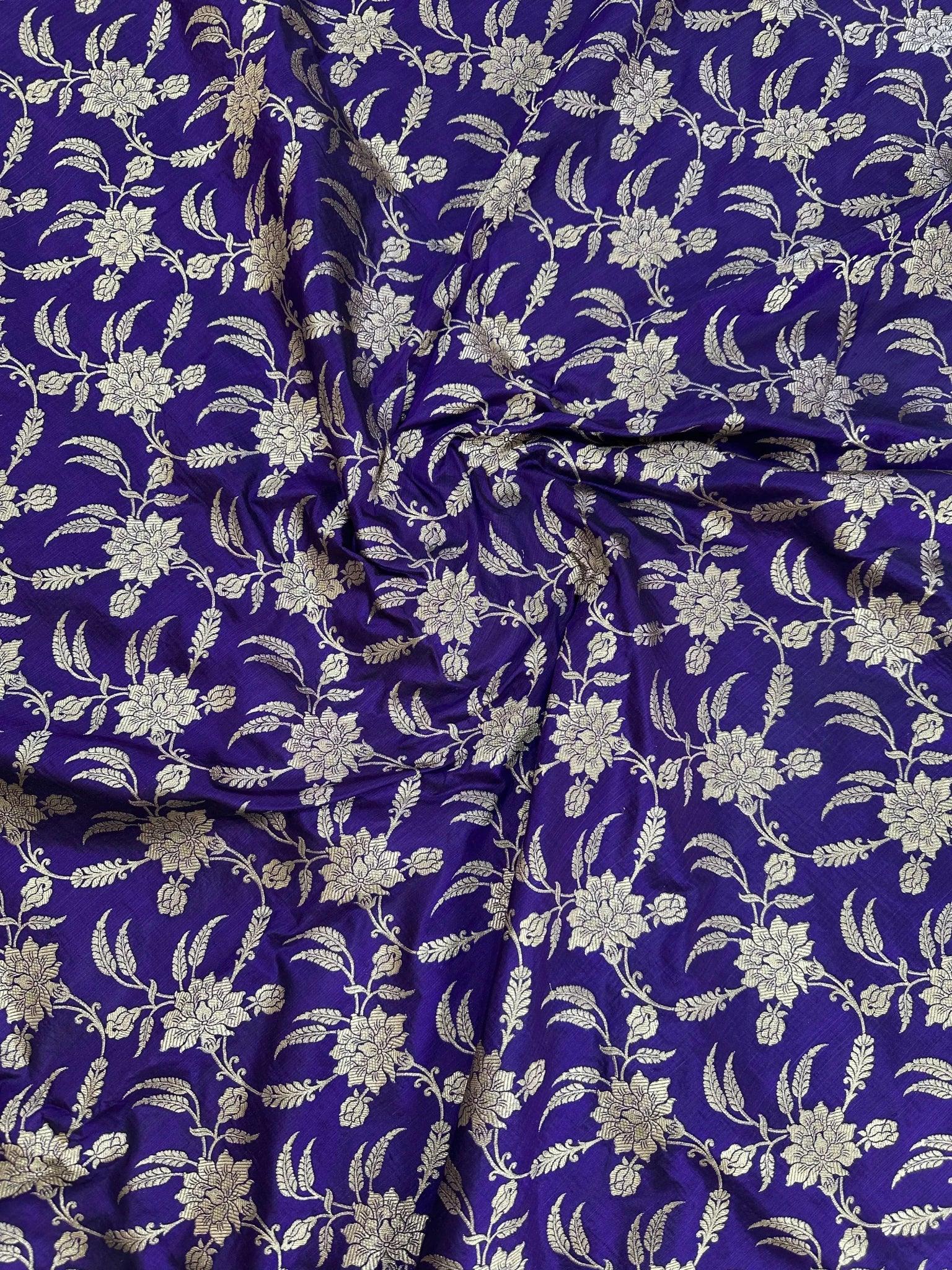 Nevi Blue Pure Katan Silk Jaalwork Banarasi Saree - Katan Banaras